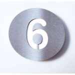 Husnummer “Round” i rustfrit stål – “6”