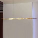 Skinnende LED hængelampe Silk bladguld 157 cm