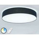 LED-loftlampe Ziola af stof, rund form, sort