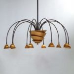 Elegant LED-pendellampe Fontaine, jern-brun-guld
