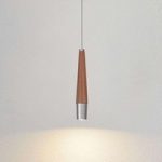 Slank LED pendellampe Conico med valnøddetræ