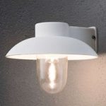 Formskøn udendørs væglampe “Mani”, i hvid