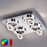 LED-loftlampe Lola-Tim, fjernbetjening, farveskift