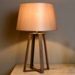 Bordlampe Coffee Lamp med brun stofskærm