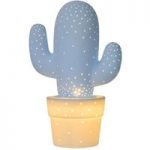 Dekorativ bordlampe Cactus af keramik, blå