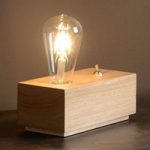 Blokformet LED-bordlampe Edison af træ