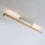 LED-loftlampe Alin i træ, natureg, 138 cm