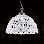 Hvid glas hængelampe Cobweb, 32 cm