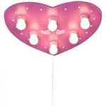 Pink loftlampe HERZ med LED-slumrelys