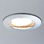 Kromfarvet LED-indbygningslampe Coin rund IP44