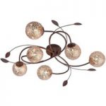 Blomsteragtig dekoration – loftslampe Greta, 6 lys