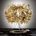 Forellina – designer bordlampe i guld