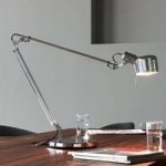 Skrivebordslampe Job, rustfrit stål med ægte glas