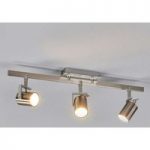 Nikkelfarvet loftlampe Morea, 3 lyskilder