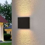 Firkantet LED-udendørsvæglampe Trixy i grafitgrå