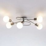 Elaine-flot LED-loftslampe, 5 lyskilder,nikkel mat