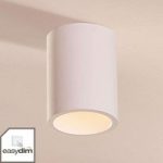 Rund LED loftlampe Natalie af gips med easydim