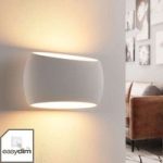 Hvid gipsvæglampe Guida med easydim, LED
