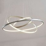 LED-pendellampe Ezana af tre ringe, nikkel