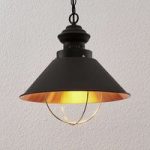 Hængelampe Aloisia med bur, sort-kobber